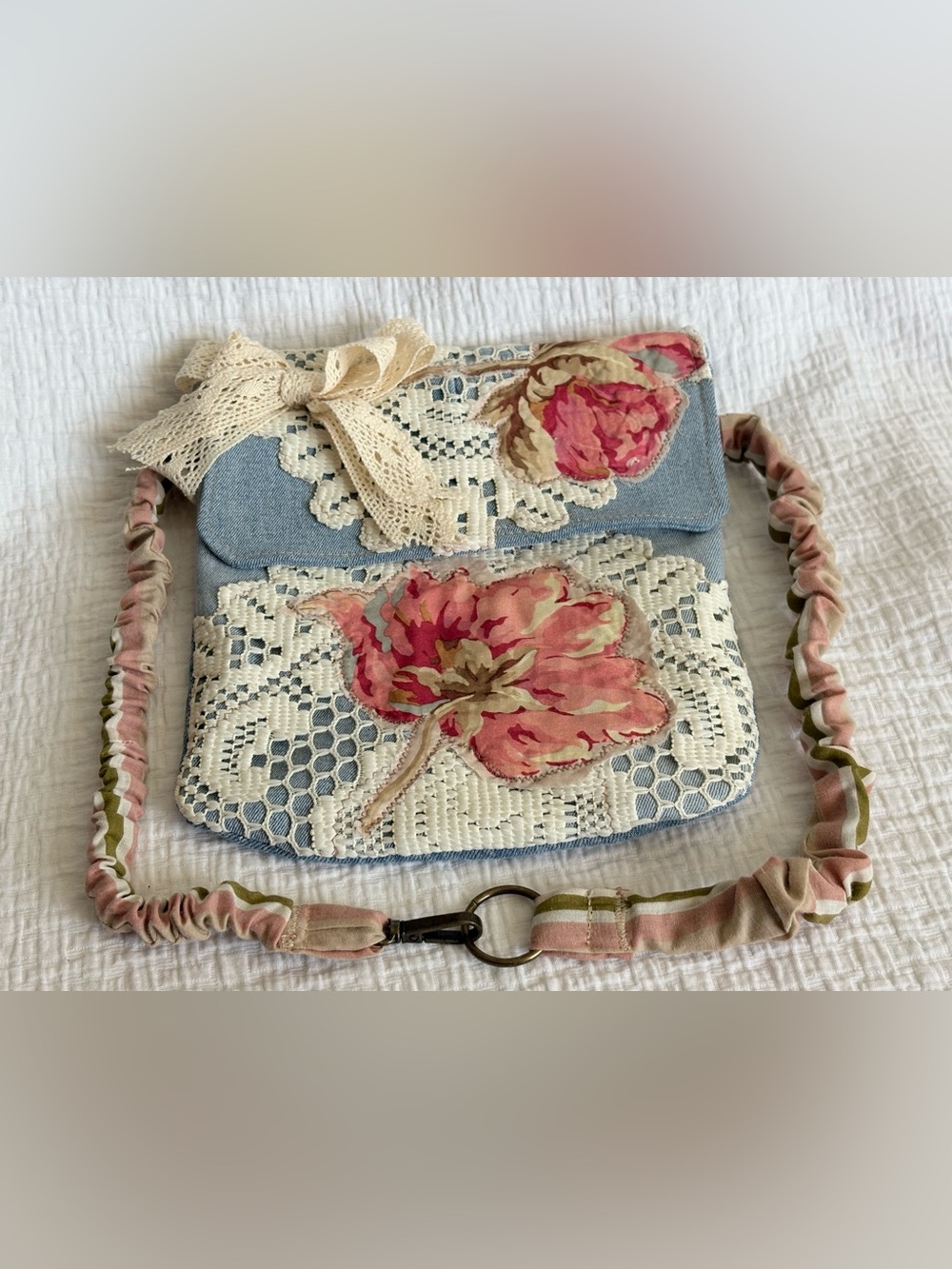 Upcycled Shabby Waist Pocket Shopping  Dog Walking Cell Phone  Key Card Holder